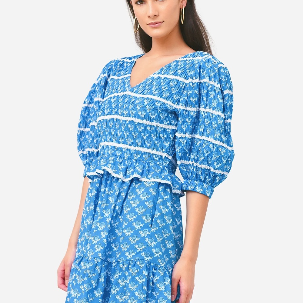 Sea Blue and White Patterned Dress